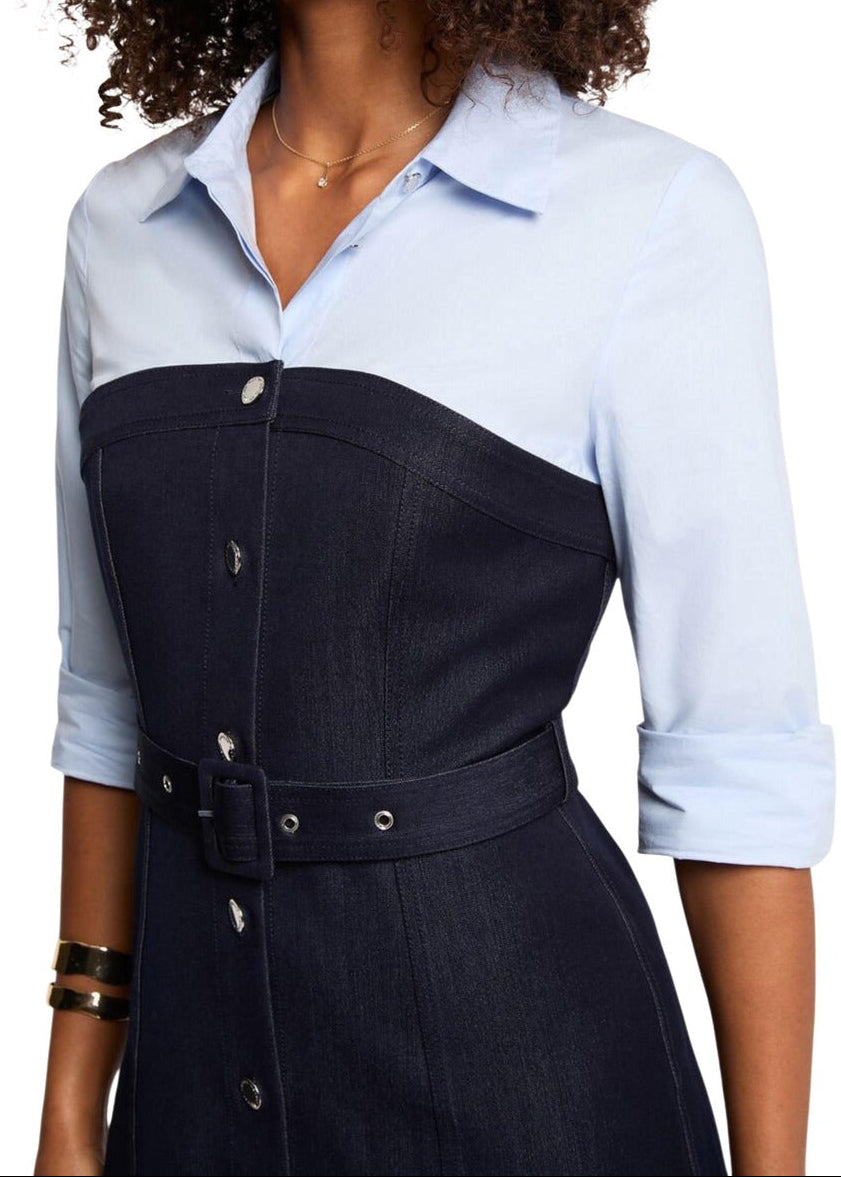 Abito Donna Morgan De Toi Blu con Cintura e Bottoni