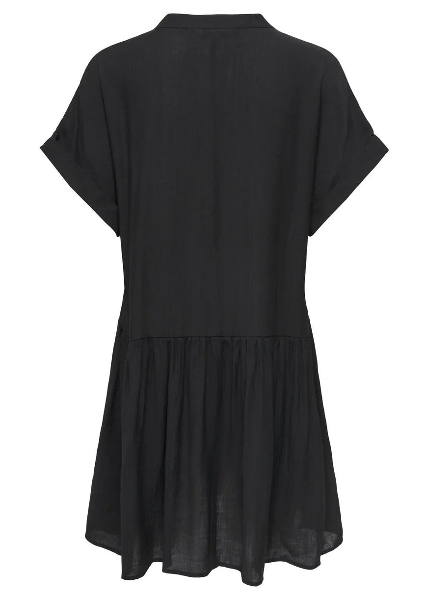 Abito Donna Only Nero Manica Corta Scollo a V