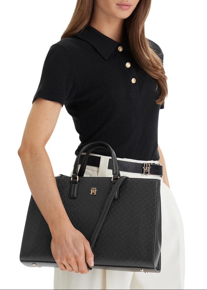 Borsa Donna Tommy Hilfiger Nera con Tracolla e Zip