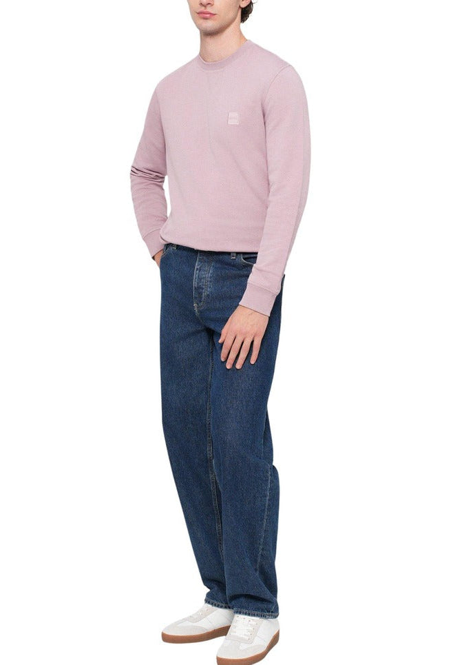 Felpa Uomo Boss Rosa in Cotone Minimal