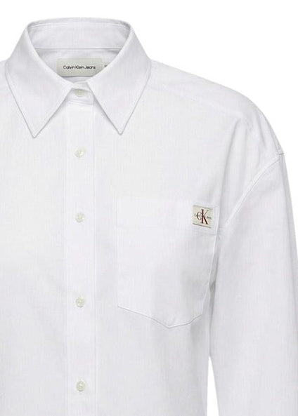 Camicia Donna Calvin Klein Jeans Bianca Maniche Corte con Tasca