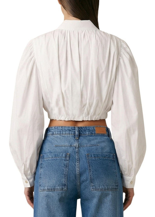 Camicia Donna I Am Bianca con Bottoni in Cotone Elasticizzato