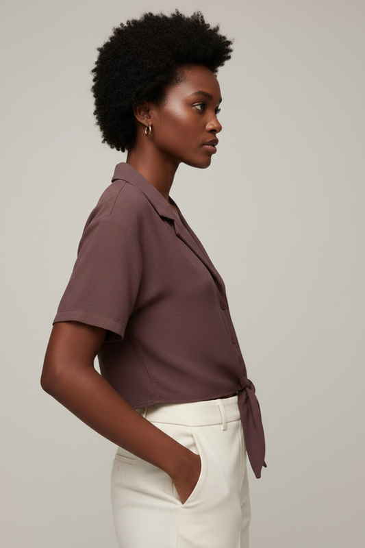Camicia Donna Jacqueline De Yong Porpora con Scollo a V
