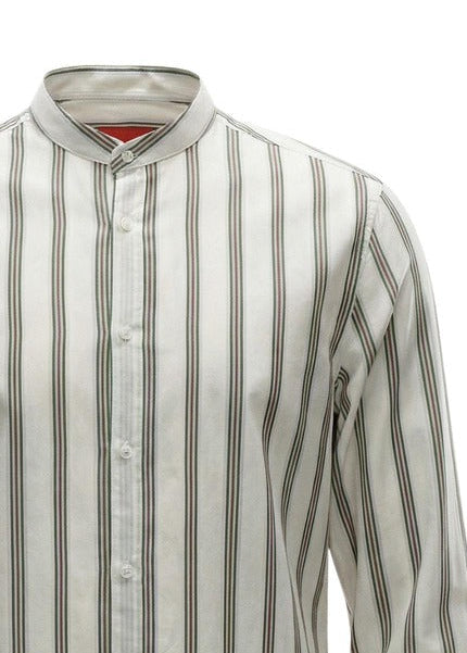 Camicia Uomo Gianni Lupo Bianca a Righe con Colletto Coreano