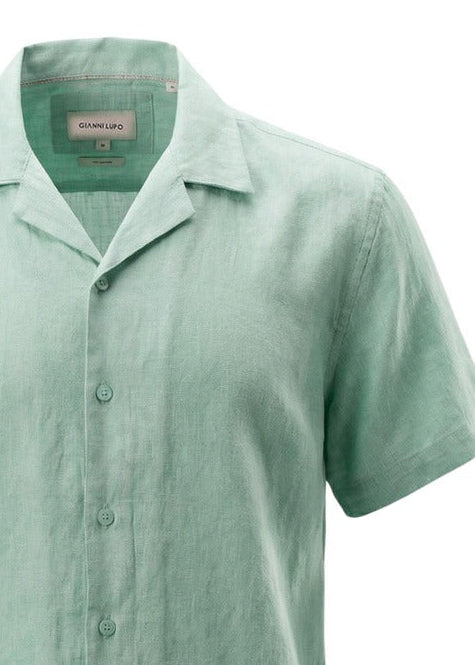 Camicia Uomo Gianni Lupo Verde in Lino Maniche Corte