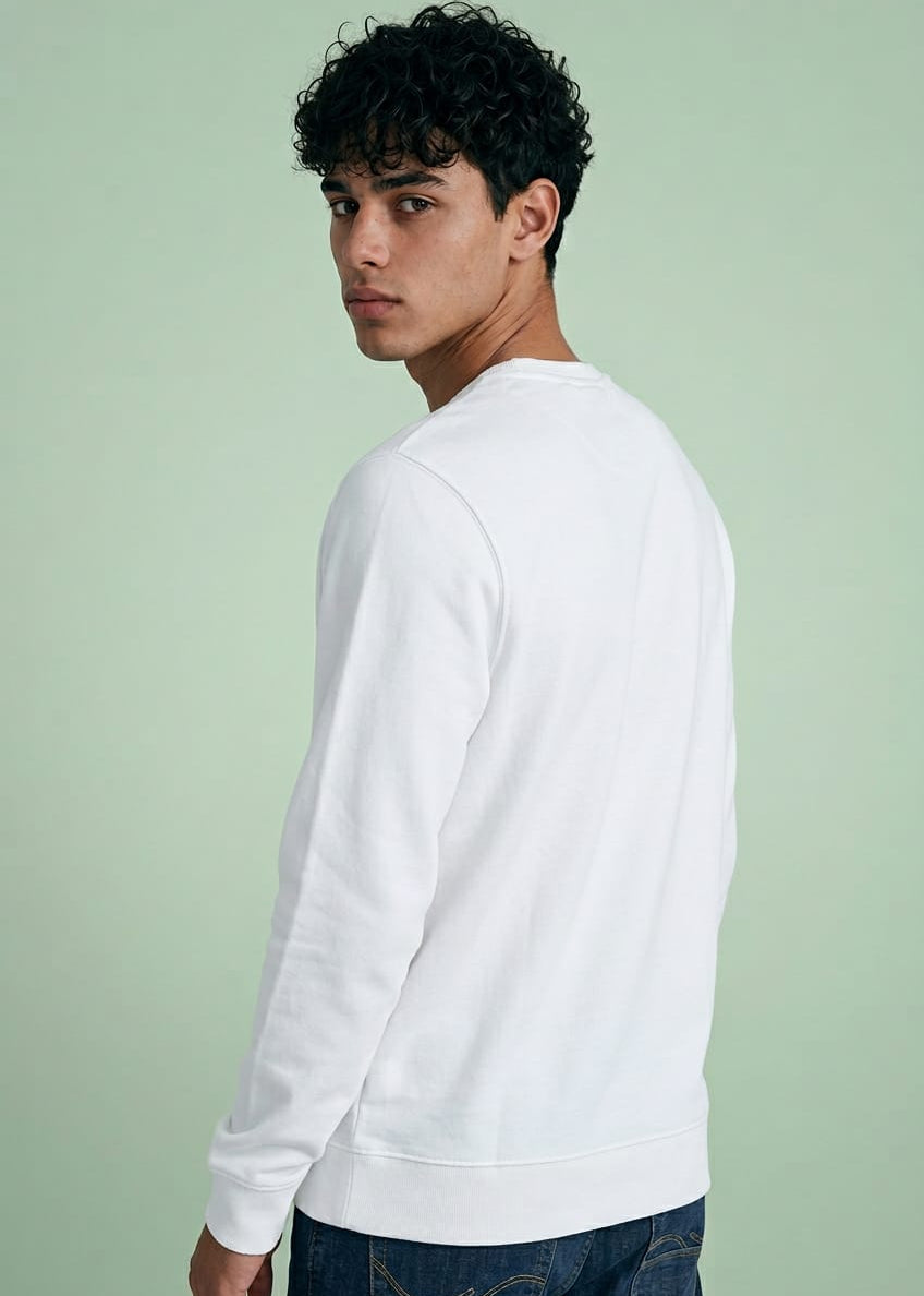 Felpa Uomo Lyle & Scott Bianca con Stampa in Cotone