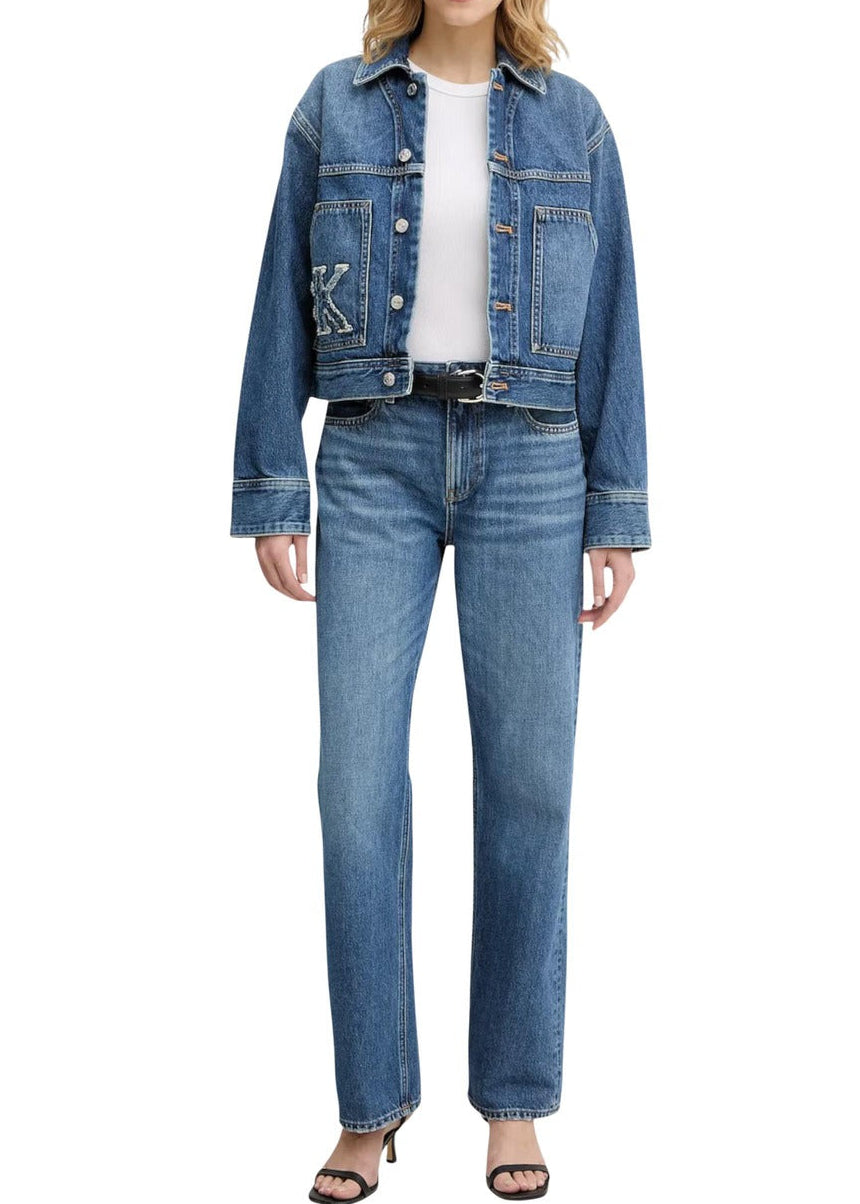 Giacca Donna Calvin Klein Jeans in Denim Blu con Bottoni