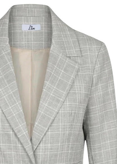 Giacca Donna I Am Beige a Quadri con Bavero