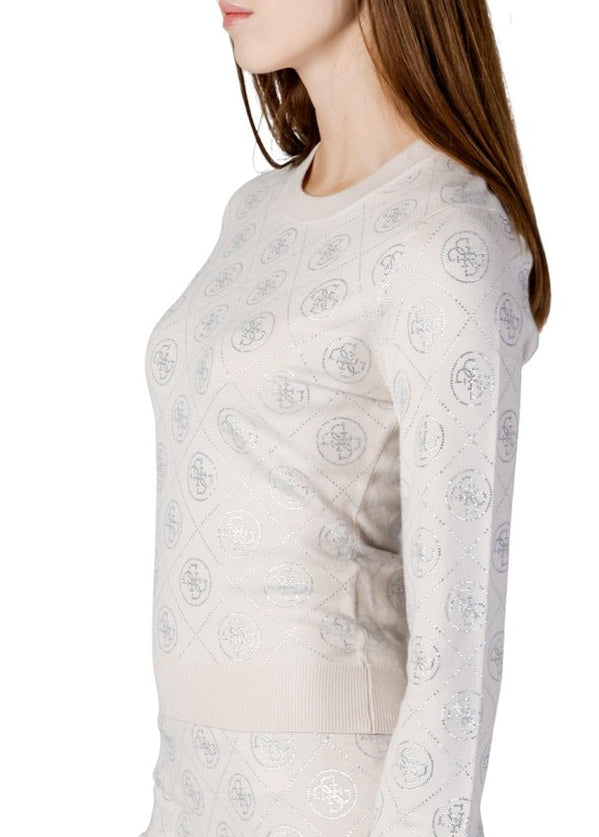 Maglia Donna Guess Beige con Dettaglio Rhinestones 4G