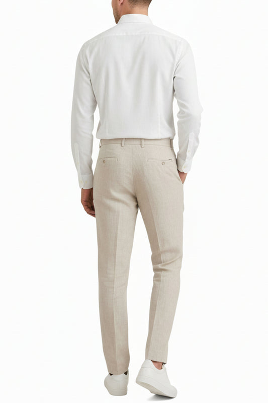 Pantaloni Uomo Gianni Lupo Beige in Lino