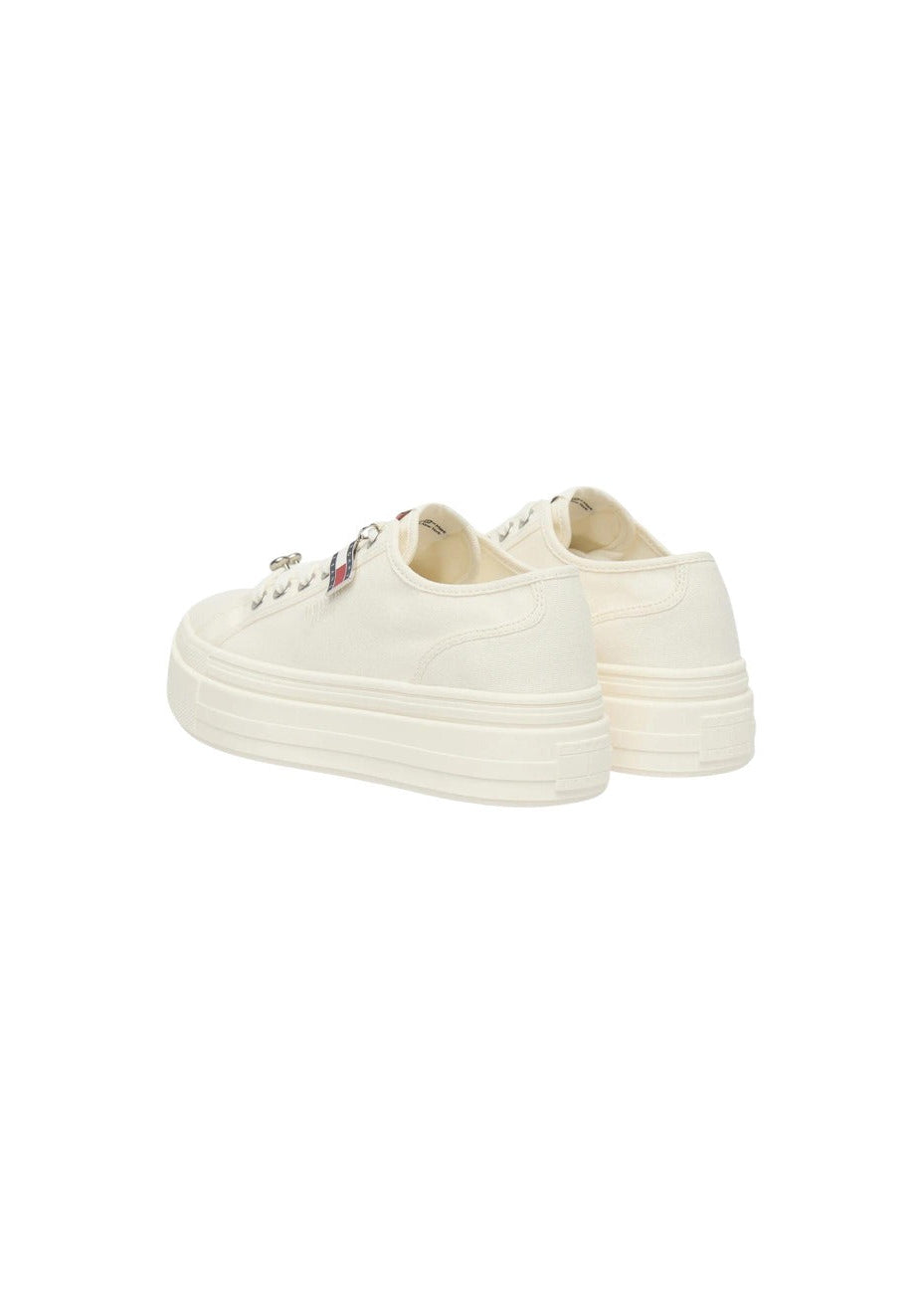 Sneakers Donna Tommy Hilfiger Jeans Beige in Cotone con Plateau