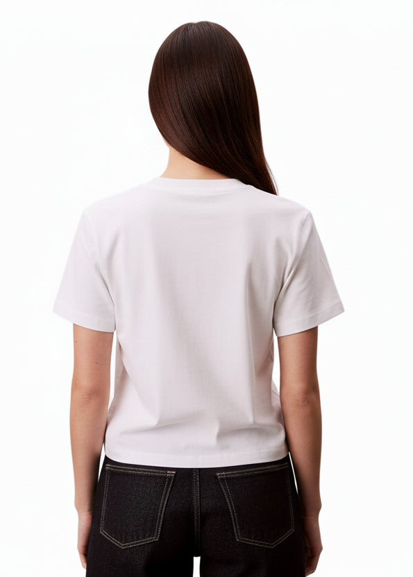 T-shirt Donna Calvin Klein Jeans in Cotone Bianco con Stampa