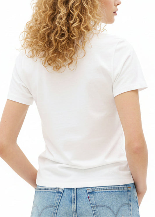 T-shirt Donna Tommy Hilfiger Jeans Beige in Cotone Organico