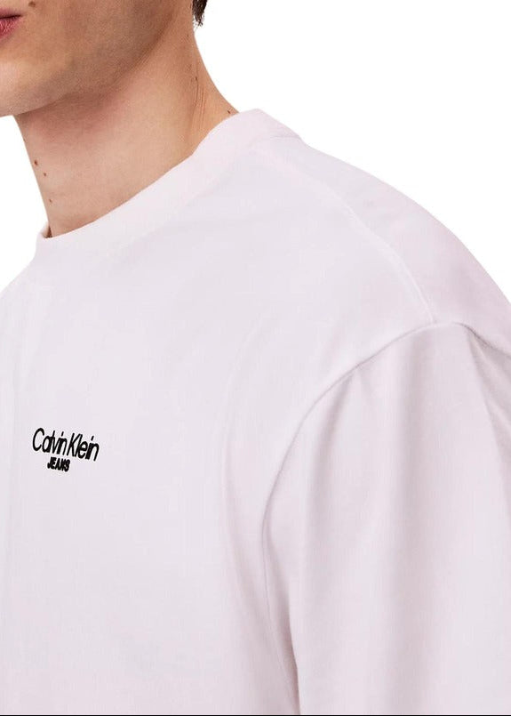 T-shirt Uomo Calvin Klein Jeans Bianca in Cotone