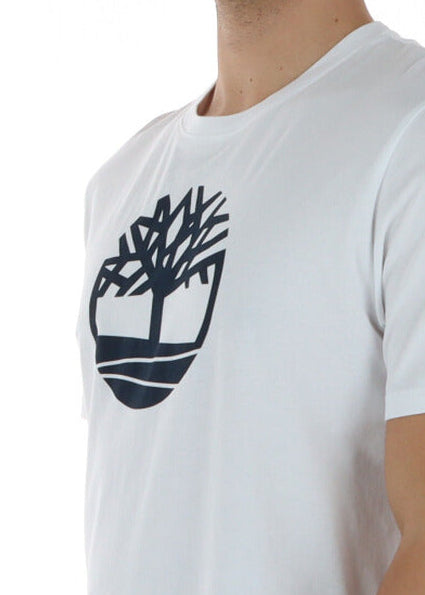 T-shirt Uomo Timberland Bianca con Stampa in Cotone