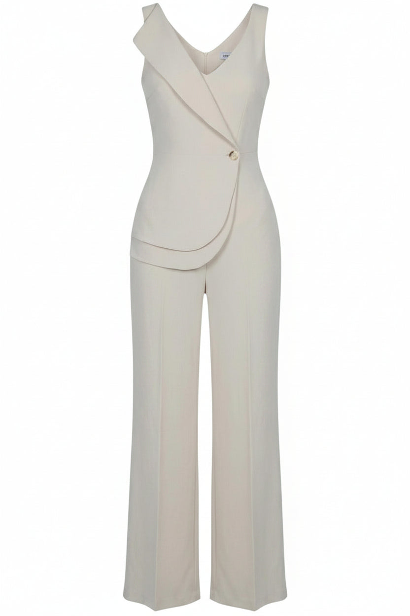Tuta Donna Artigli Beige Smanicata con Scollo a V