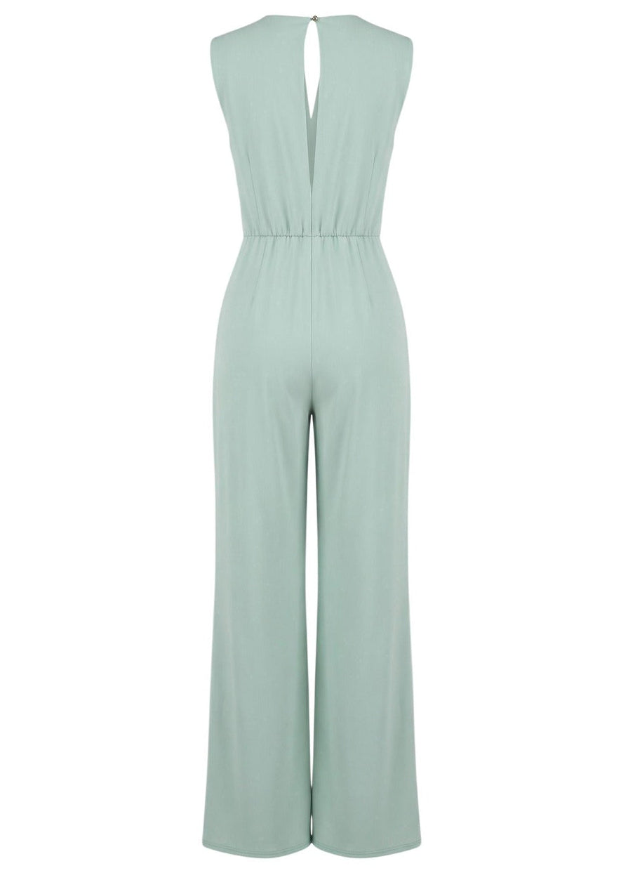 Tuta Donna Artigli Verde Smanicata con Scollo a V