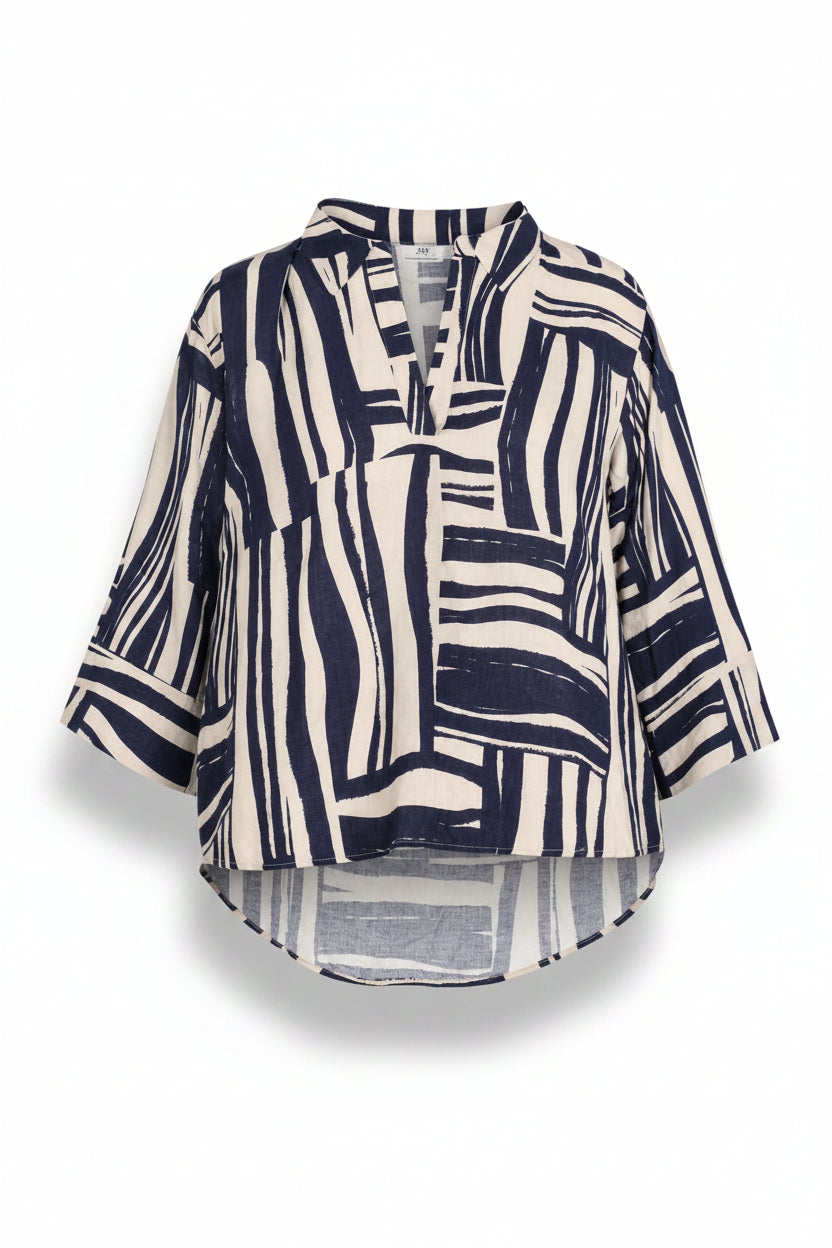 Top Donna Jacqueline De Yong Manica 3/4 Blu