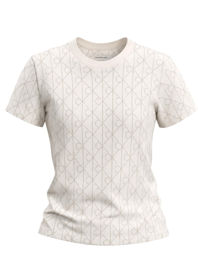 T-Shirt Donna Calvin Klein Jeans Bianca Fantasia Geometrica