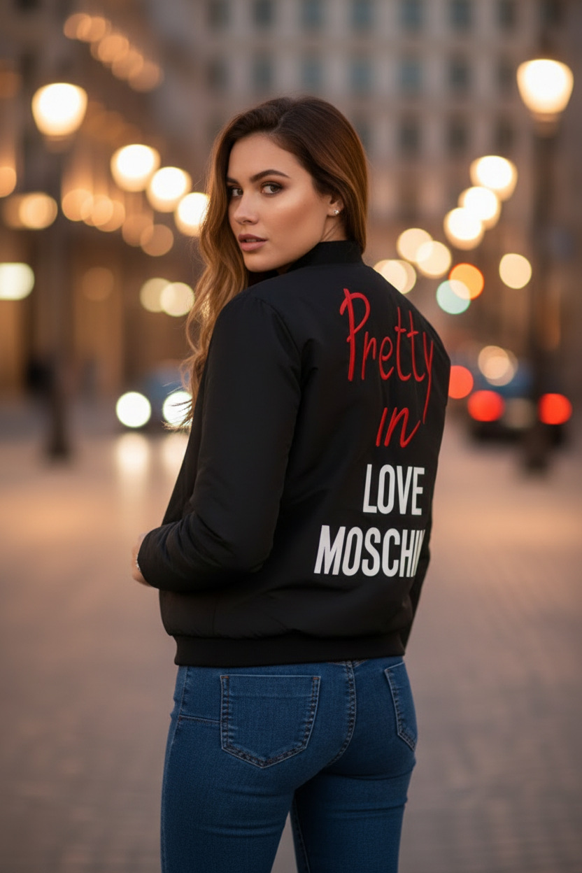 Giubbotto Donna Love Moschino Stampa Blu