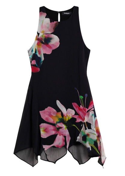 Abito Donna Desigual Nero Floreale Smanicato