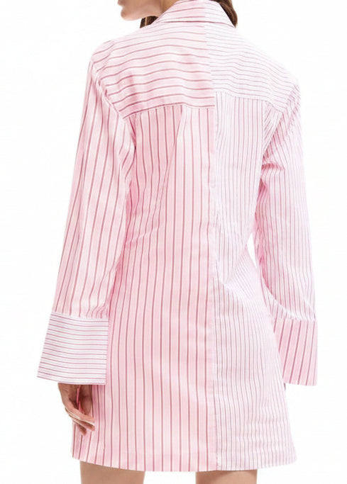 Abito Donna Desigual Rosa a Righe con Bottoni e Scollo a V