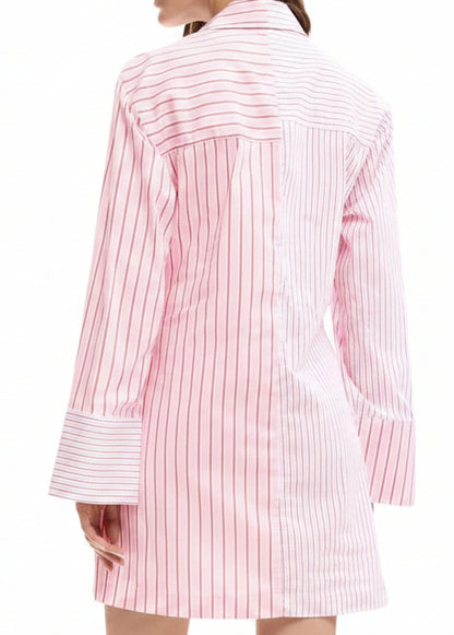 Abito Donna Desigual Rosa a Righe con Bottoni e Scollo a V