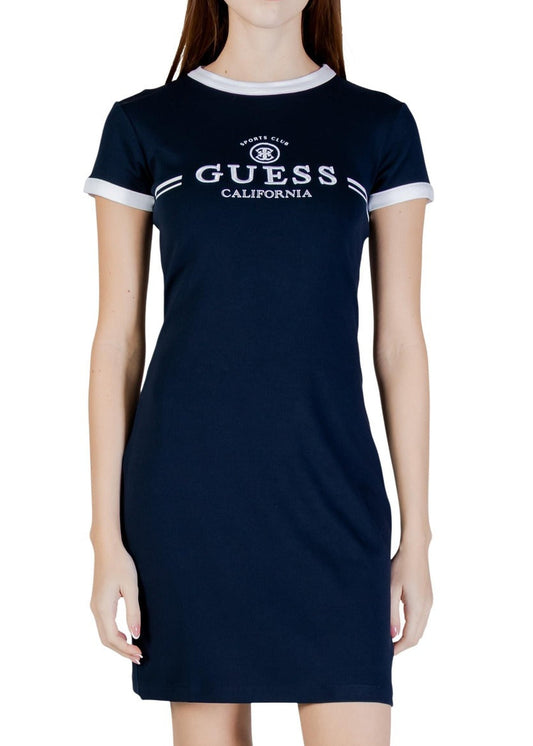 Abito Donna Guess Active Blu con Stampa Maniche Corte