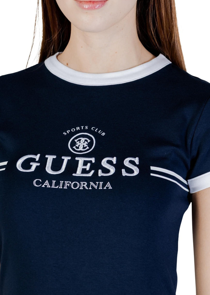 Abito Donna Guess Active Blu con Stampa Maniche Corte