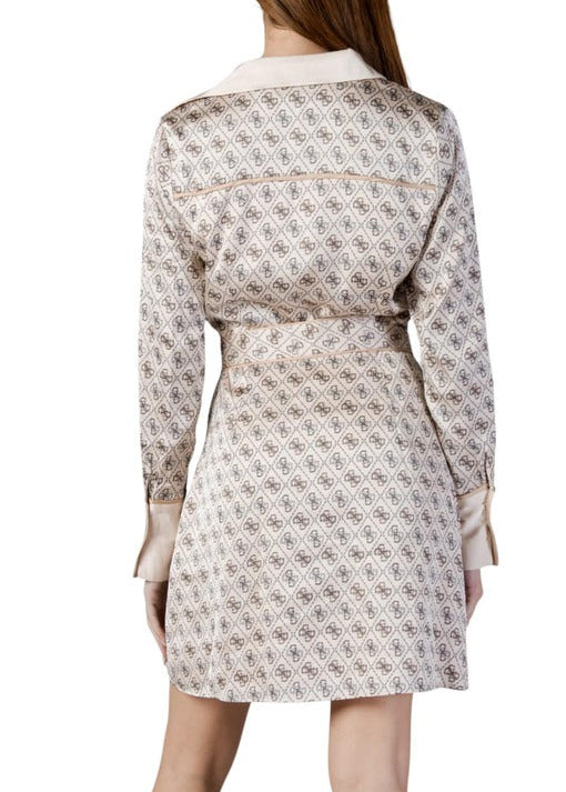 Abito Donna Guess Chemisier Beige con Stampa