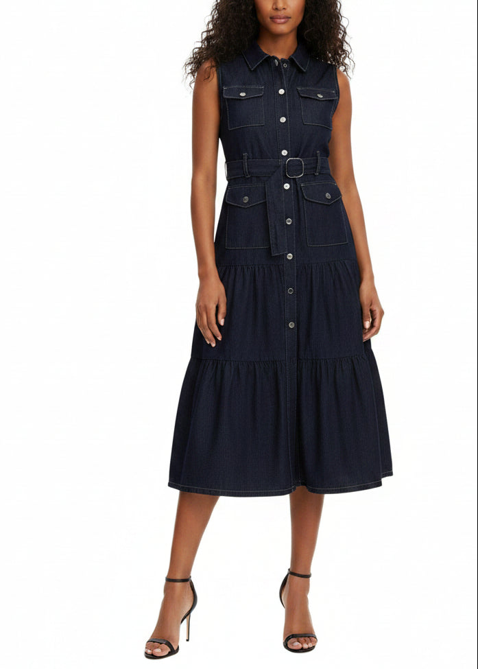 Abito Donna Morgan De Toi Blu Smanicato con Bottoni