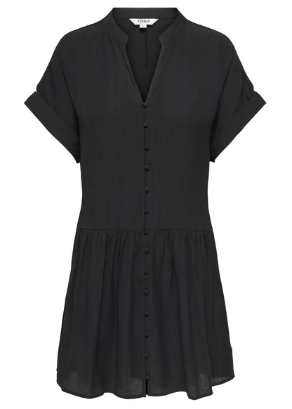 Abito Donna Only Nero Manica Corta Scollo a V