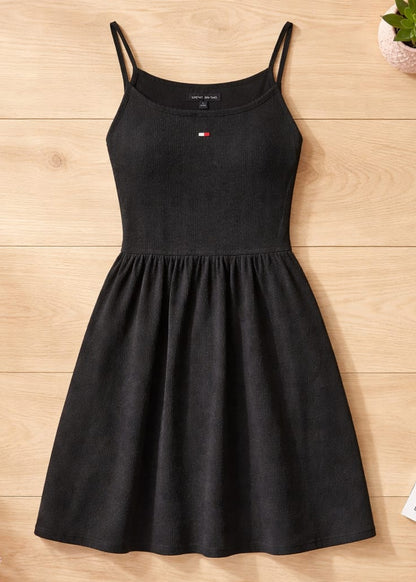 Abito Donna Tommy Hilfiger Jeans Nero in Cotone Organico con Spalline