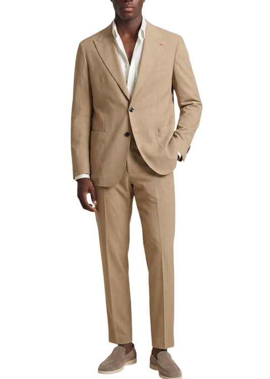 Abito Uomo Mulish Beige Gessato con Bottoni