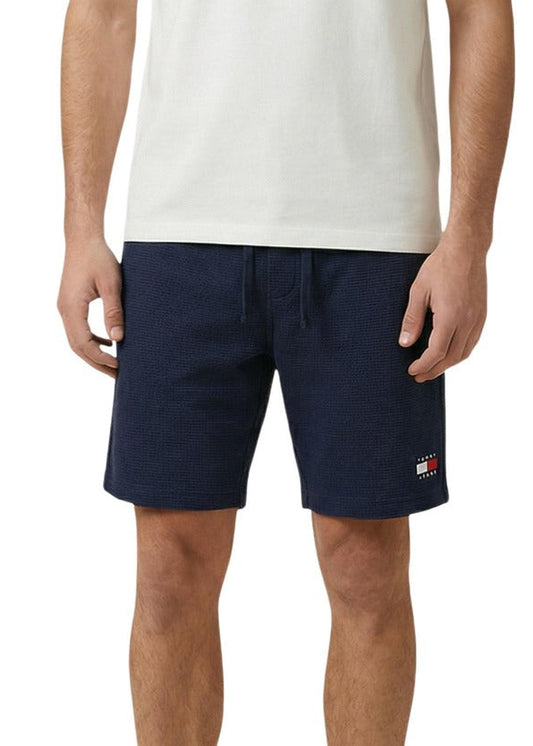 Bermuda Uomo Tommy Hilfiger Jeans Blu in Cotone Organico con Lacci