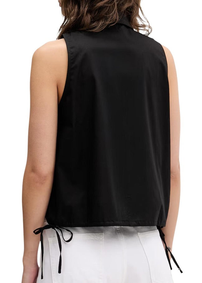 Blouse Donna Karl Lagerfeld Jeans Nera Smanicata con Bottoni