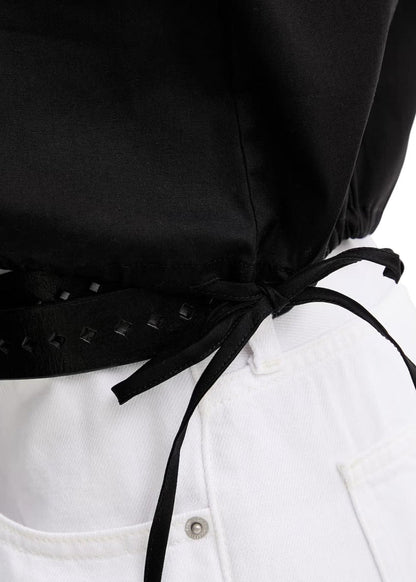 Blouse Donna Karl Lagerfeld Jeans Nera Smanicata con Bottoni