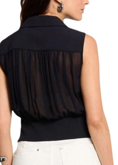 Blouse Donna Morgan De Toi Blu Smanicata con Scollo a V
