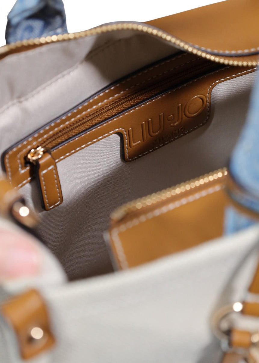 Borsa Donna Liu Jo Beige a Mano con Tracolla in Cotone