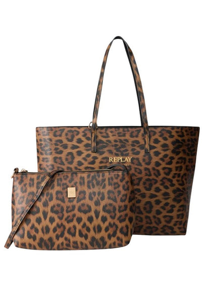 Borsa Donna Replay Marrone Leopardata con Pochette Interna