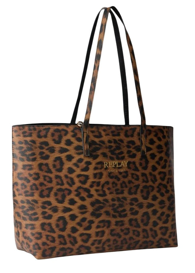 Borsa Donna Replay Marrone Leopardata con Pochette Interna