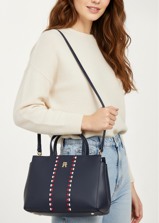 Borsa Donna Tommy Hilfiger Mini Satchel Blu con Tracolla
