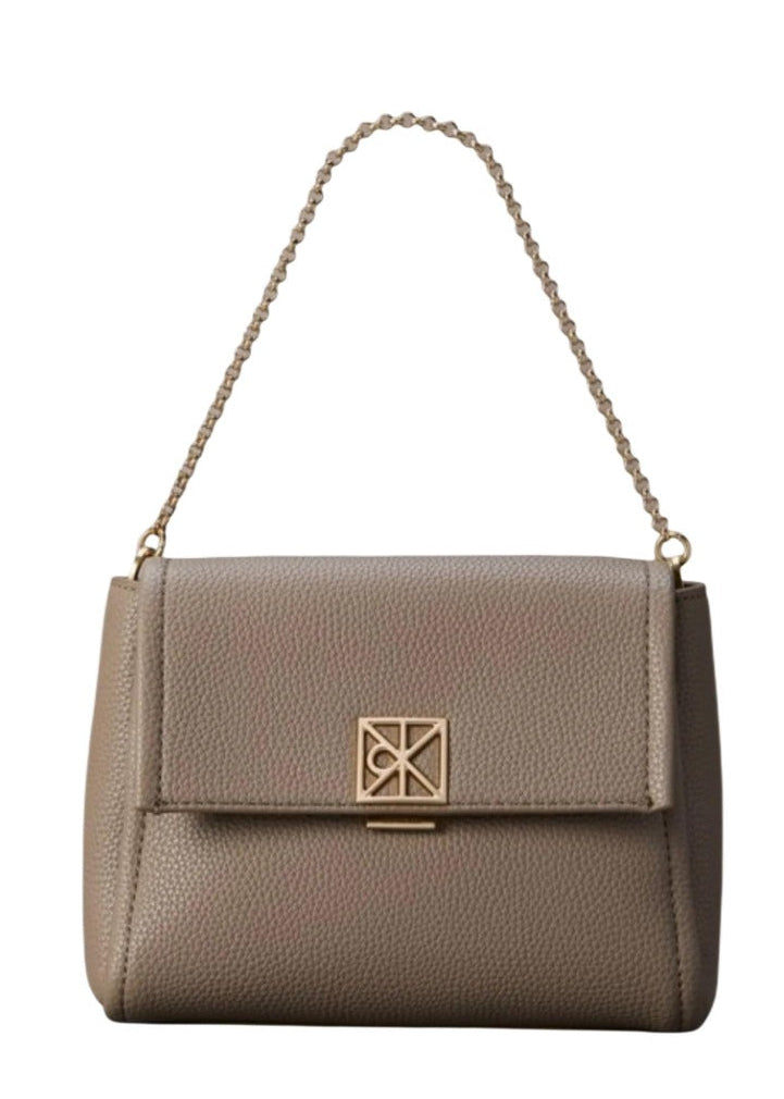 Borsa a Tracolla Calvin Klein Grigia con Bottoni Automatici