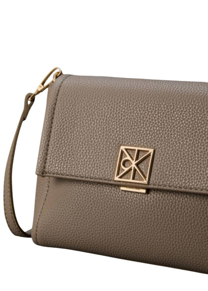 Borsa a Tracolla Calvin Klein Grigia con Bottoni Automatici