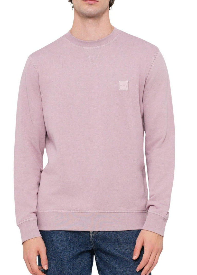 Felpa Uomo Boss Rosa in Cotone Minimal