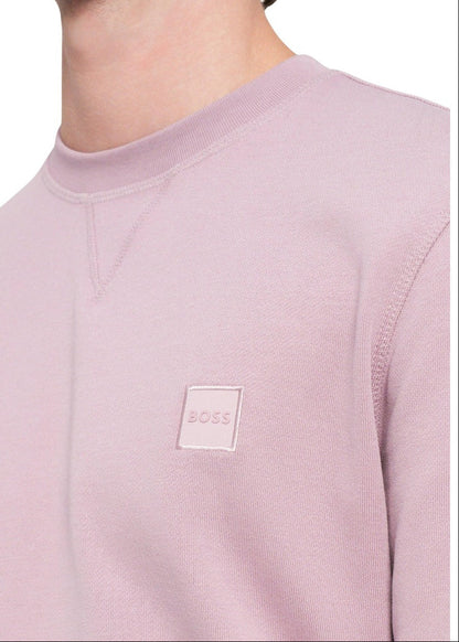 Felpa Uomo Boss Rosa in Cotone Minimal