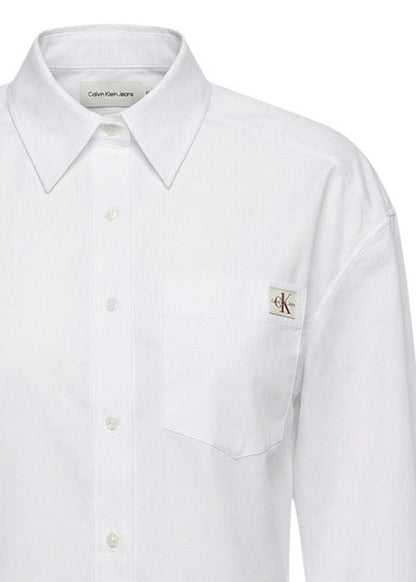 Camicia Donna Calvin Klein Jeans Bianca Maniche Corte con Tasca