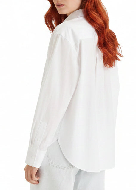 Camicia Donna Calvin Klein Jeans Bianca in Cotone con Tasca