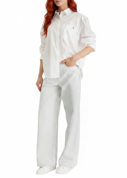 Camicia Donna Calvin Klein Jeans Bianca in Cotone con Tasca