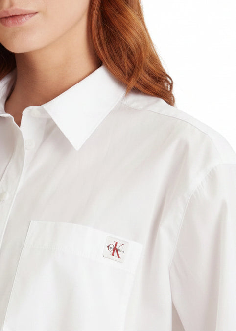 Camicia Donna Calvin Klein Jeans Bianca in Cotone con Tasca